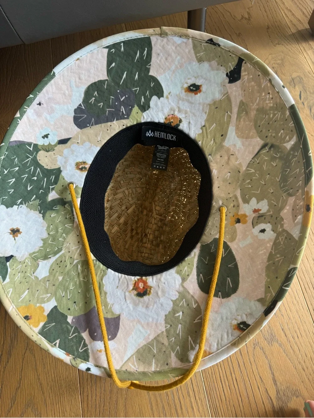 Hemlock Hat Co. Natural Straw Sun Hat with Yellow Cord